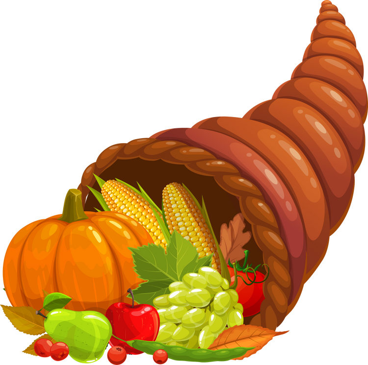 Cornucopia Vector Icon, Thanksgiving Day Symbol